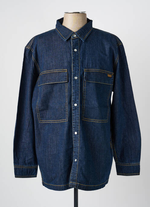 Chemise manches longues coupe droite bleu DAYTONA homme