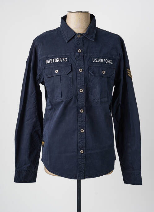 Chemise manches longues coupe cintrée bleu DAYTONA homme