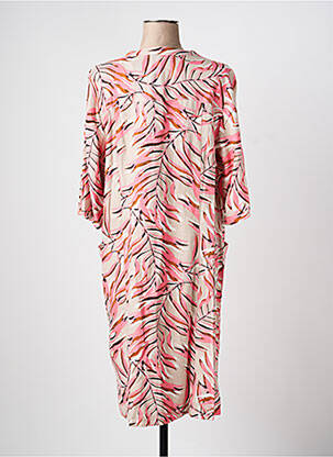 Robe mi-longue manches 3/4 manches 3/4 rose SIGNATURE femme