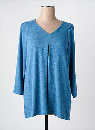 T-shirt col v manches 3/4 bleu CISO femme