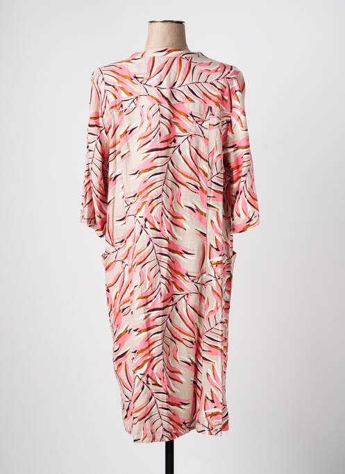 Robe mi-longue manches 3/4 manches 3/4 rose SIGNATURE femme