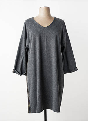 Robe mi-longue manches longues manches longues gris FRANCK ANNA femme