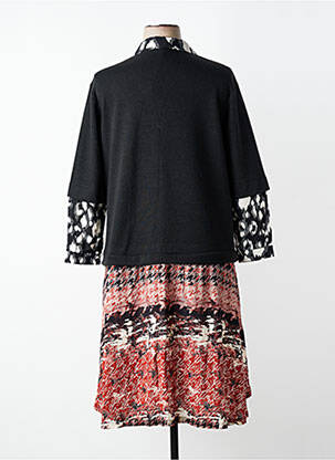 Robe mi-longue imprimé fantaisie manches longues noir FRANCK ANNA femme