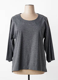 Top col rond manches 3/4 gris FRANCK ANNA femme