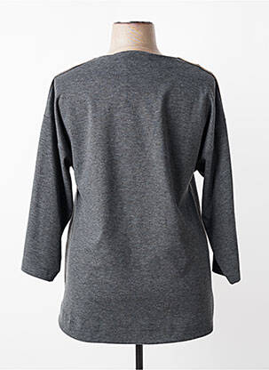 Top col rond manches 3/4 gris FRANCK ANNA femme