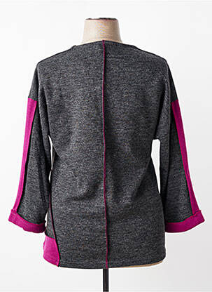 Pull coupe droite manches longues gris FRANCK ANNA femme