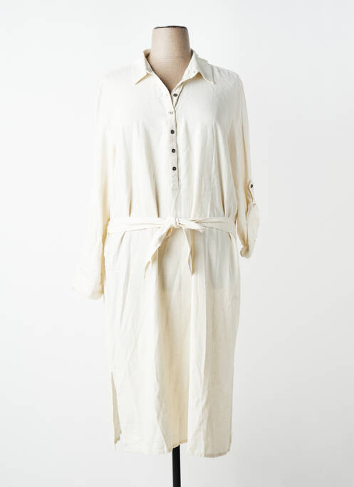 Robe mi-longue manches longues manches longues beige SIGNATURE femme