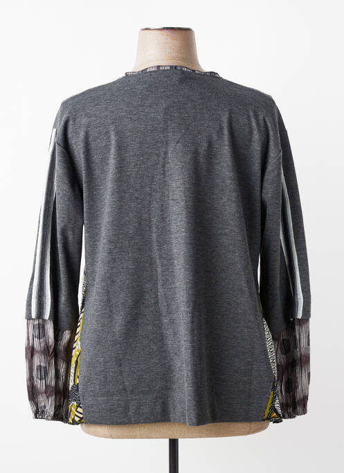 Top col v manches longues gris FRANCK ANNA femme