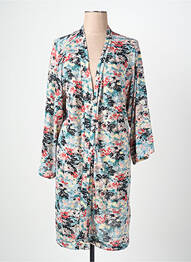 Veste kimono col v bleu PLUME femme