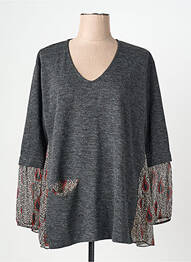 Pull col v manches longues gris FRANCK ANNA femme