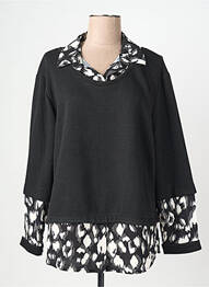 Pull col v manches longues noir FRANCK ANNA femme