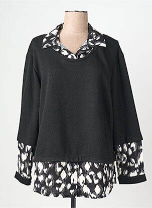 Pull col v manches longues noir FRANCK ANNA femme