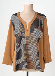 Tunique manches longues imprimé fantaisie beige FRANCK ANNA femme