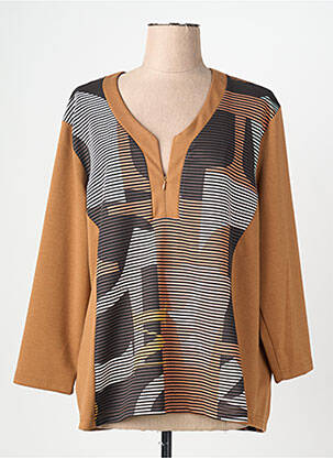Tunique manches longues imprimé fantaisie beige FRANCK ANNA femme