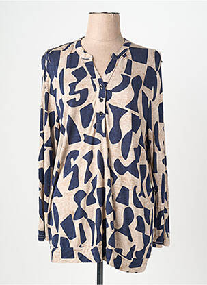 Blouse imprimé fantaisie manches longues bleu SIGNATURE femme