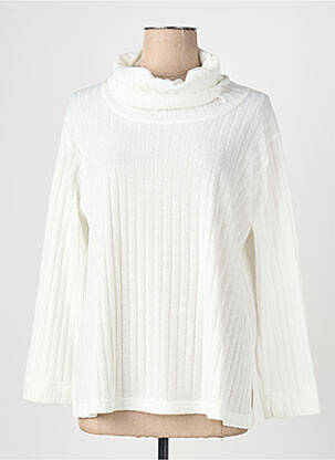 Pull col roulé coupe droite manches longues blanc FRANCK ANNA femme