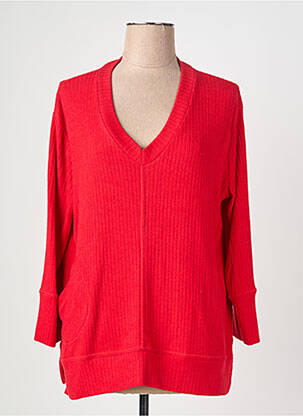 Pull col v manches longues rouge FRANCK ANNA femme