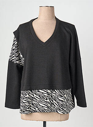 Pull coupe droite manches longues noir FRANCK ANNA femme