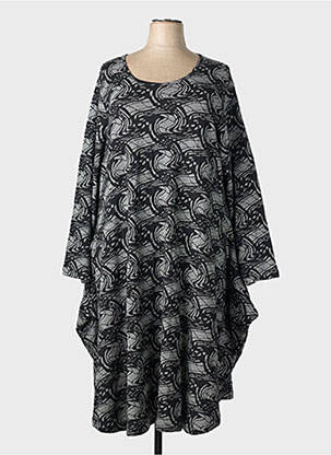Robe pull col rond manches longues noir ORIENTIQUE NATURALLY femme