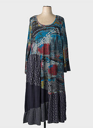 Robe longue manches longues manches longues bleu ORIENTIQUE NATURALLY femme