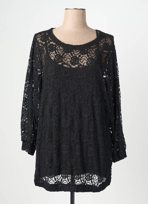 Tunique manches longues col rond noir SIGNATURE femme