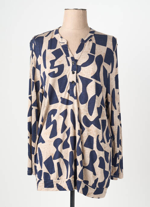 Blouse imprimé fantaisie manches longues bleu SIGNATURE femme