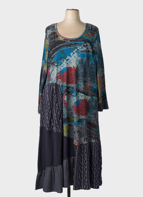 Robe longue manches longues manches longues bleu ORIENTIQUE NATURALLY femme