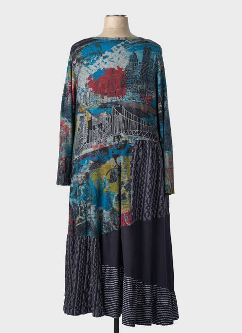 Robe longue manches longues manches longues bleu ORIENTIQUE NATURALLY femme