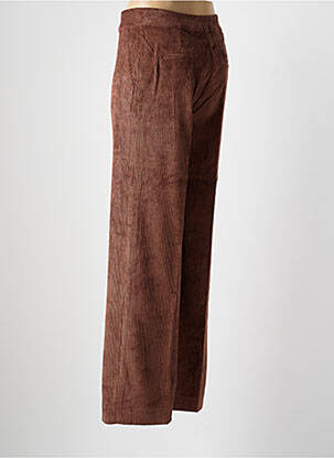 Pantalon droit fermeture zippée sous rabat boutonné taille normale marron SIGNE NATURE femme