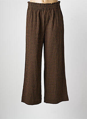 Pantalon large tissage popeline taille normale marron INDI & COLD femme