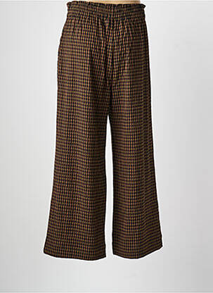 Pantalon large tissage popeline taille normale marron INDI & COLD femme