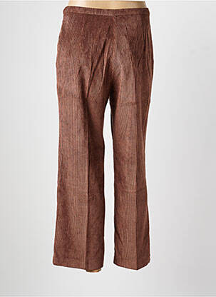 Pantalon droit fermeture zippée sous rabat boutonné taille normale marron SIGNE NATURE femme