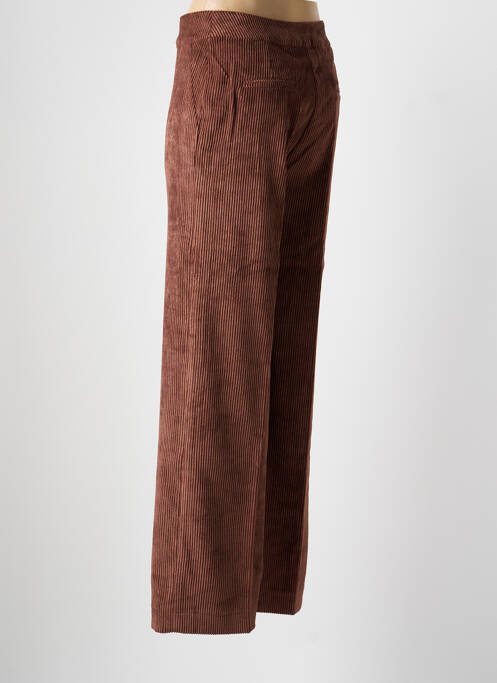 Pantalon droit fermeture zippée sous rabat boutonné taille normale marron SIGNE NATURE femme