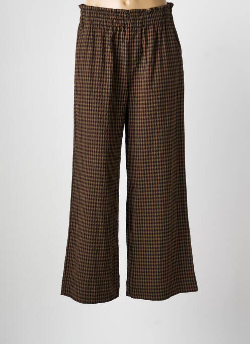 Pantalon large tissage popeline taille normale marron INDI & COLD femme