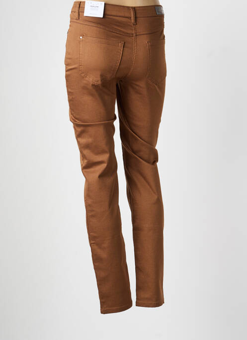 Pantalon slim tissage popeline taille normale marron BRANDTEX femme
