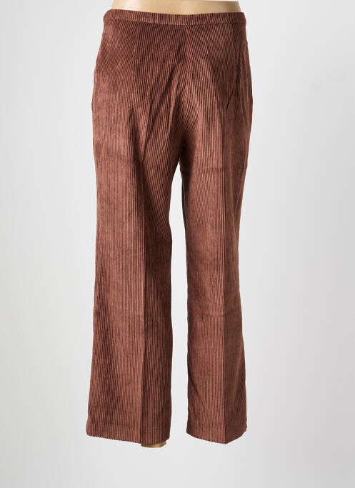 Pantalon droit fermeture zippée sous rabat boutonné taille normale marron SIGNE NATURE femme