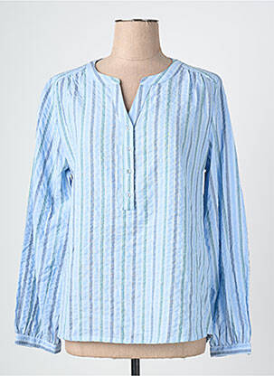Blouse tissage popeline manches longues bleu BRANDTEX femme