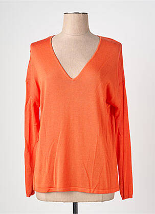 Pull col v manches longues orange SURKANA femme
