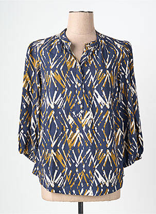 Blouse tissage popeline manches 3/4 bleu BRANDTEX femme