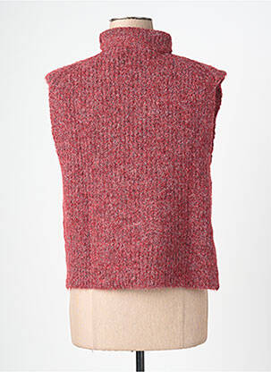 Pull col roulé coupe droite sans manche rouge INDI & COLD femme