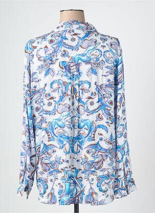 Chemisier imprimé fleurs manches longues bleu SURKANA femme