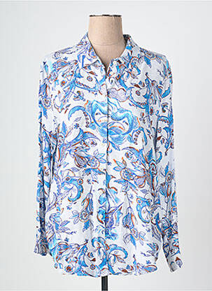 Chemisier imprimé fleurs manches longues bleu SURKANA femme