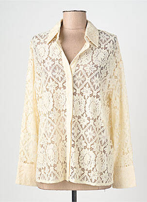 Chemisier coupe droite manches longues beige ANGE femme