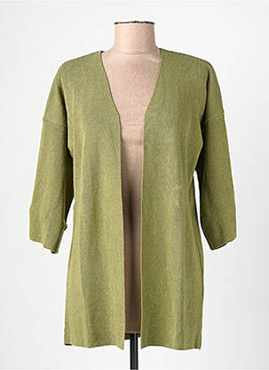 Gilet manches longues col v vert MUS & BOMBON femme