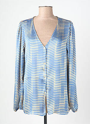 Chemisier imprimé fantaisie manches longues bleu MUS & BOMBON femme