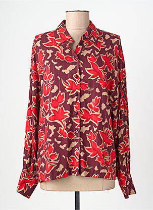 Chemisier imprimé fantaisie manches longues rouge SURKANA femme