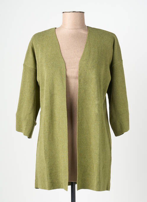 Gilet manches longues col v vert MUS & BOMBON femme