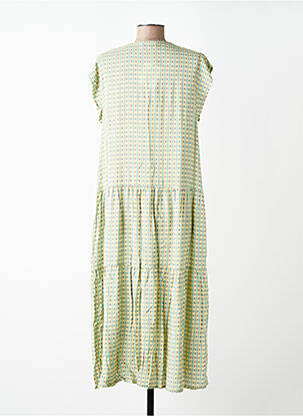 Robe longue tissage popeline manches courtes vert GUITARE femme