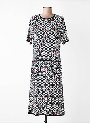 Robe mi-longue imprimé fantaisie manches courtes noir JEI'S BY LETIZIA DENARO femme