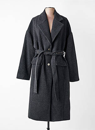 Manteau long coupe cintrée sans capuche gris EVA KAYAN femme